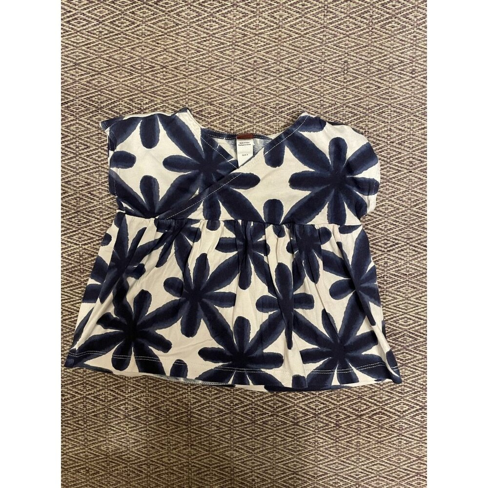 Tea Collection Girls Sleeveless Top Blue Flower Print Size 3T